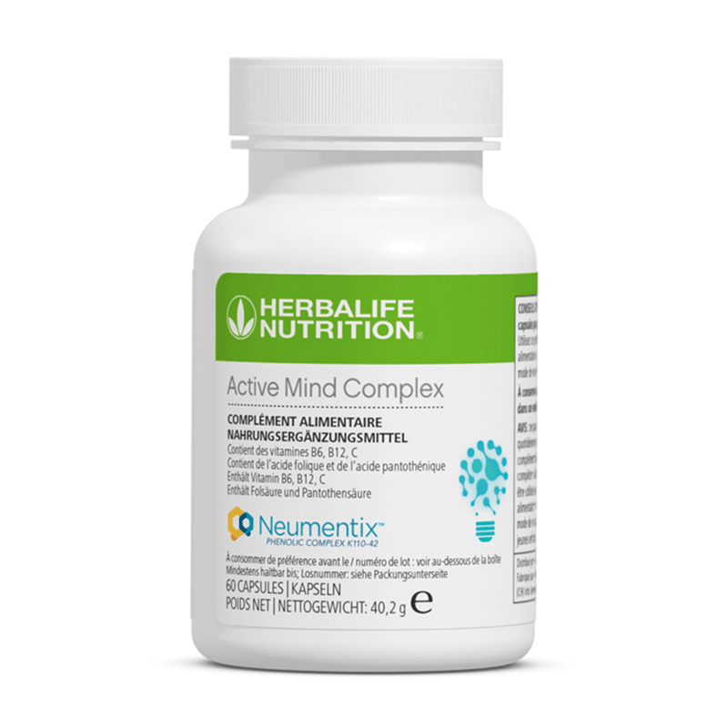 Active Mind Complex 60 Tabletten in einer weißen Flasche, Nahrungsergänzungsmittel für geistige Leistungsfähigkeit.