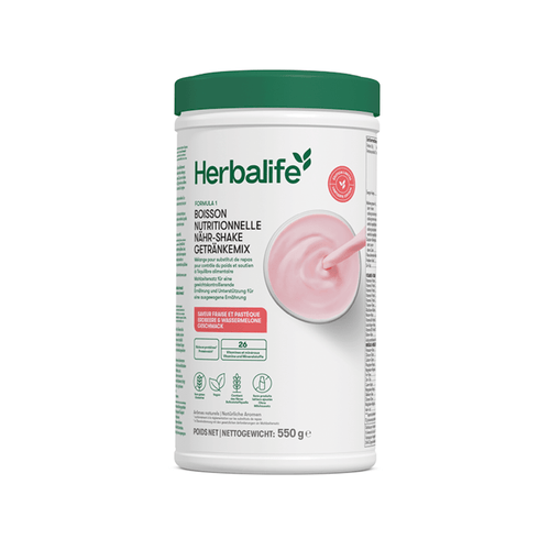 Formula 1-Shake Erdbeere & Wassermelone Saisonale Edition 550 g in einer Verpackung für gesunde Ernährung.