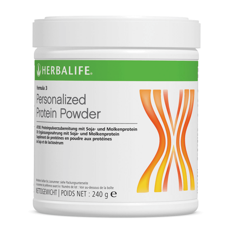 Formula 3 - Personalized Protein Powder in a 240 g container, enriched with soy and whey protein for dietary supplementation.