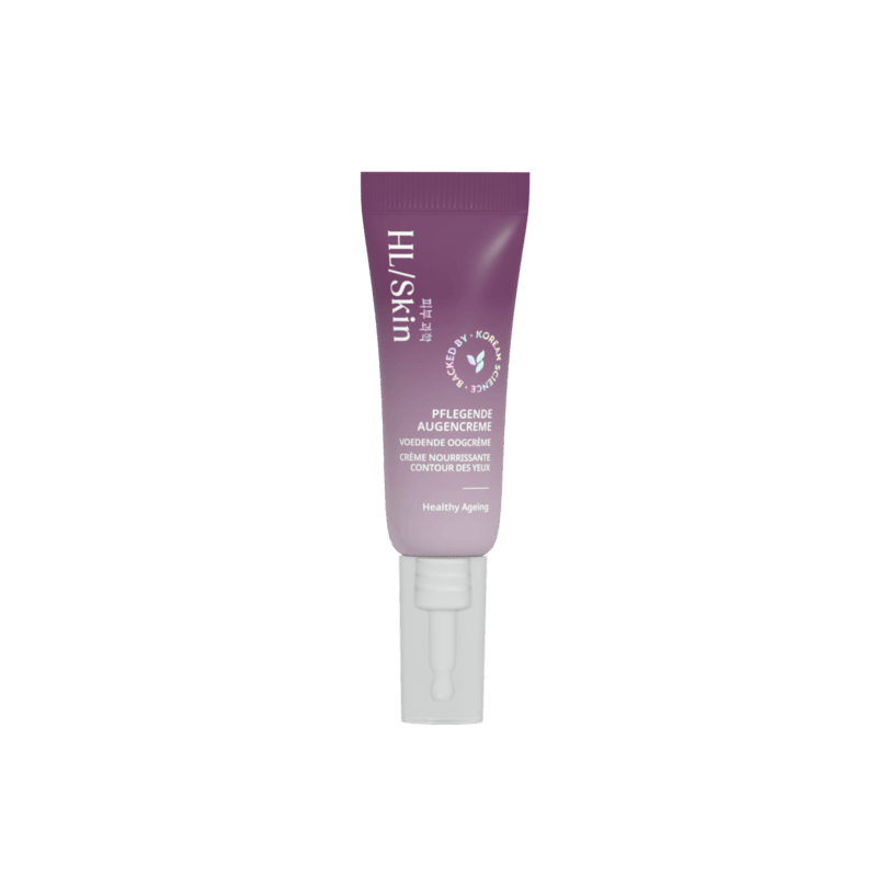 HL/Skin Pflegende Augencreme in einer 15 ml Tube, angereichert mit Adenosin und Niacinamid zur Behandlung von Falten.