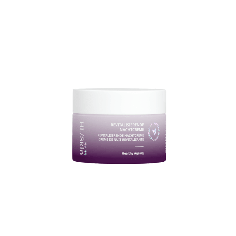 HL/Skin Revitalisierende Nachtcreme in einem 50 ml Glasbehälter, regeneriert und hydriert die Haut über Nacht.