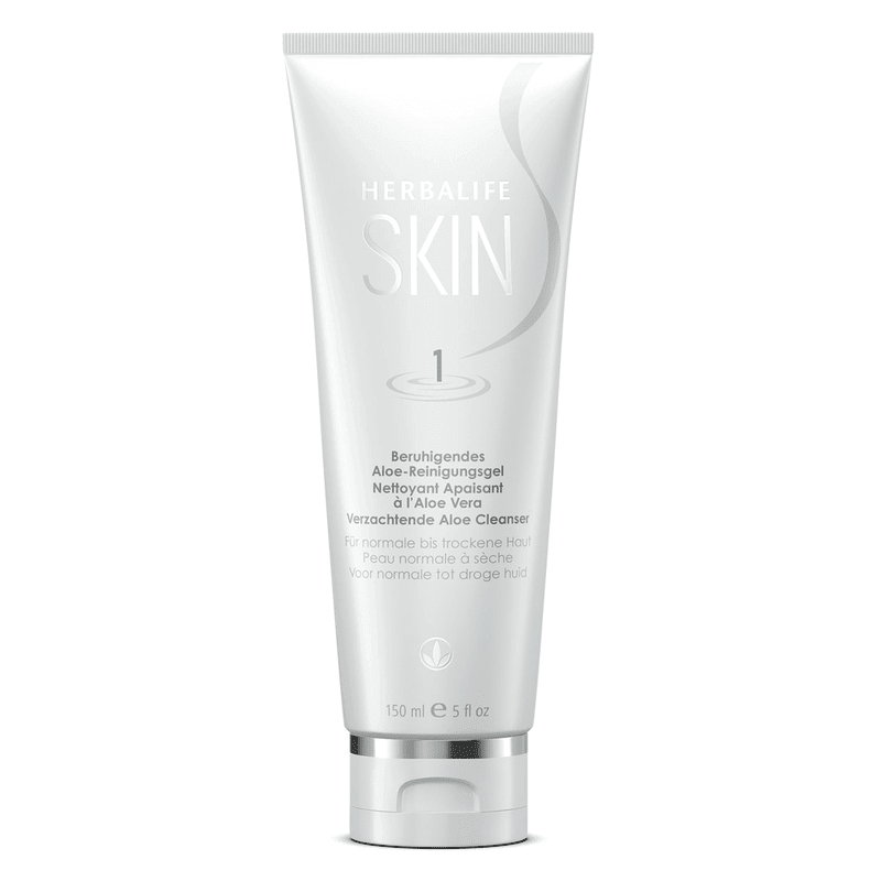 Aloe-Reinigungsgel 150 ml in silberner Verpackung, sanfter Reiniger für normale bis trockene Haut mit Aloe Vera.