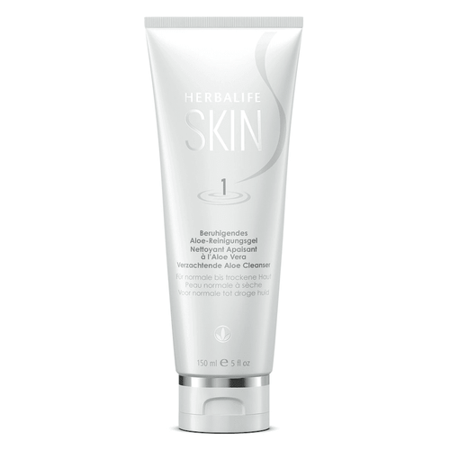 Aloe-Reinigungsgel 150 ml in silberner Verpackung, sanfter Reiniger für normale bis trockene Haut mit Aloe Vera.