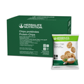 Protein-Chips 10x30g Sour Cream & Onion packaging and snack, nutritious, crispy texture, perfect for healthy lifestyle.