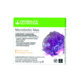 Microbiotic Max packaging featuring probiotics, prebiotic fibers, and vanilla flavor for dietary support.
